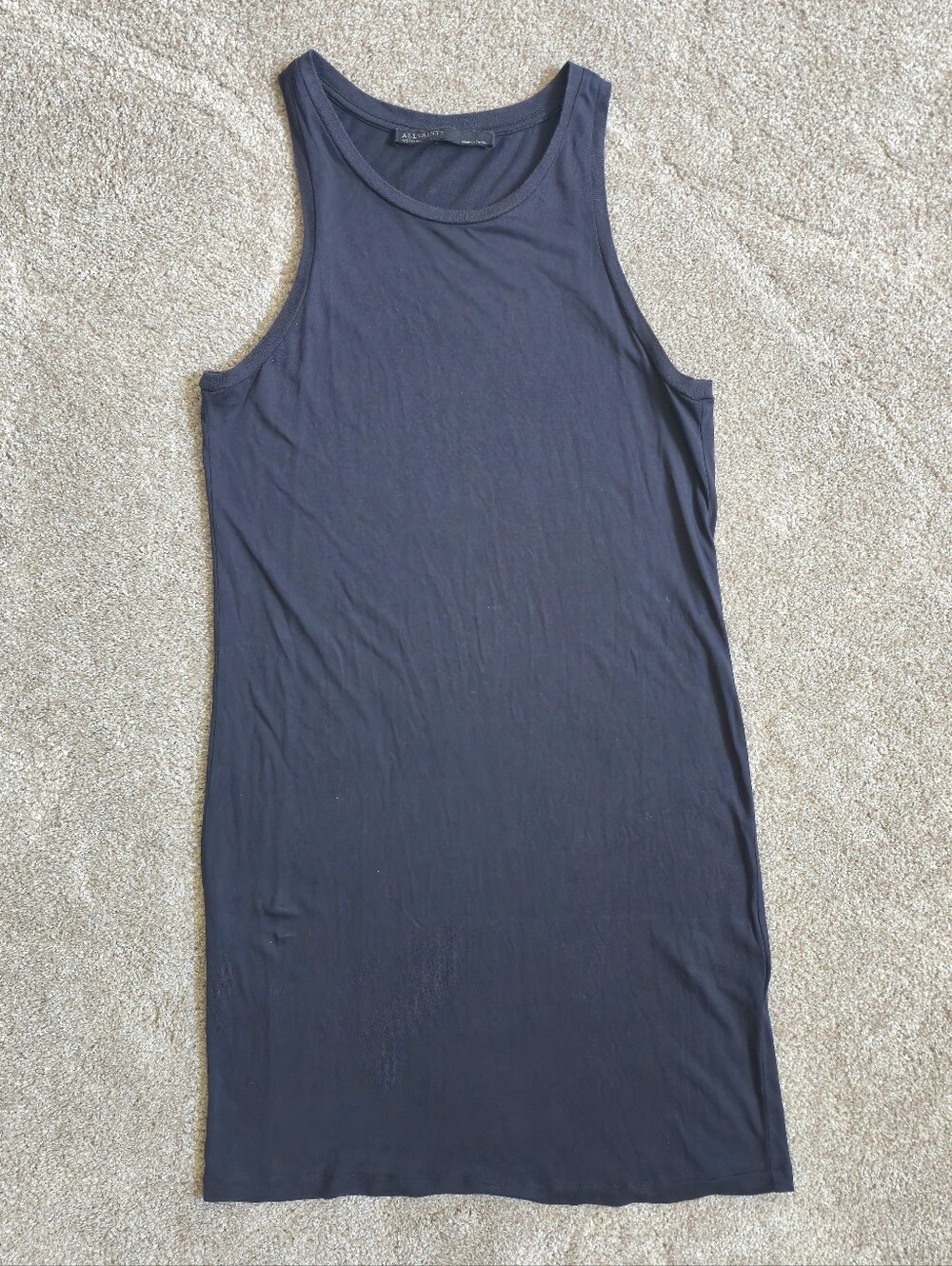 All Saints Black Tank Evis Dress Lightweight Modal Stretch Casual  Medium M